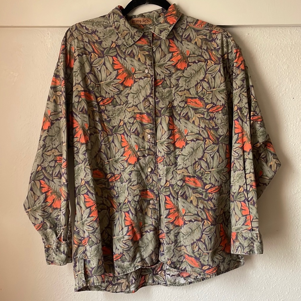 Vintage long sleeve tropical button down shirt by Ruff Hewn
